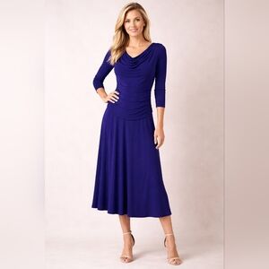 Womens |Chaps Royal Blue Cowl-Neck Long Sleeve Maxi Dress | C1